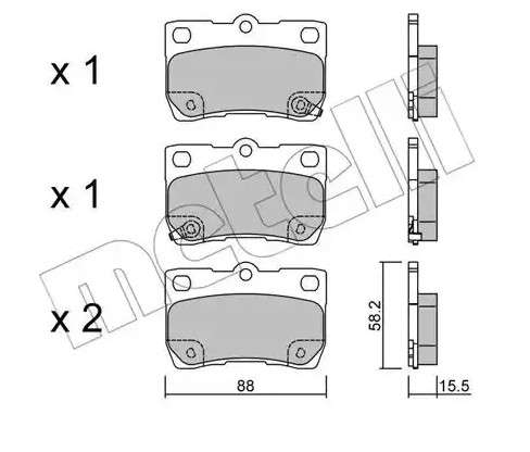 Lexus brake pad set - rear 88x58x15.5
