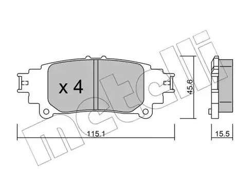 Lexus brake pad set - rear 115.1x45.6x15.5