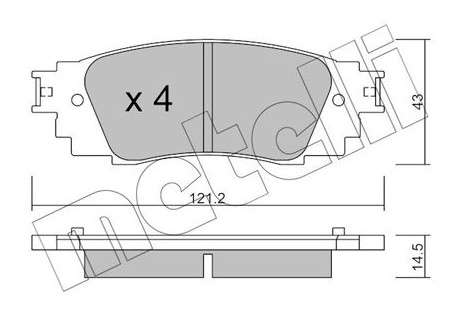 Lexus brake pad set - rear 121x42.7x14.5