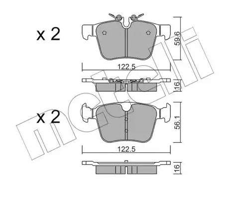 Jaguar brake pad set - rear 122x60x15.4