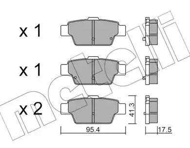 Mahindra brake pad set - rear 95.4x41x17.5