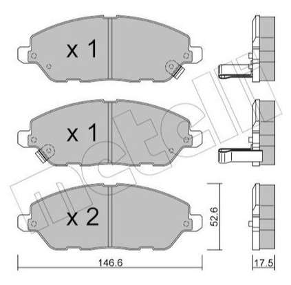 Mahindra brake pad set - front (146.5x52.5x16)
