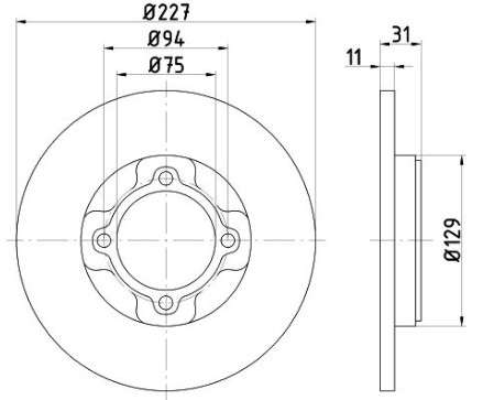 Mazda brake disc front - solid 227X11/31