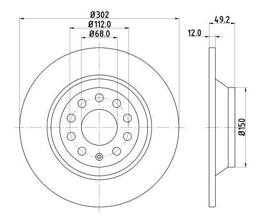 Audi brake disc rear - solid 302x12/49