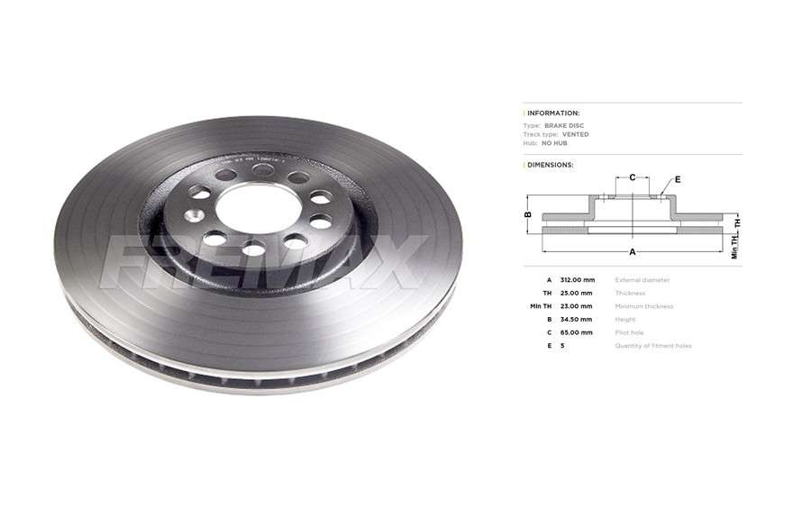 Audi brake disc front - vented 310x25/34.4
