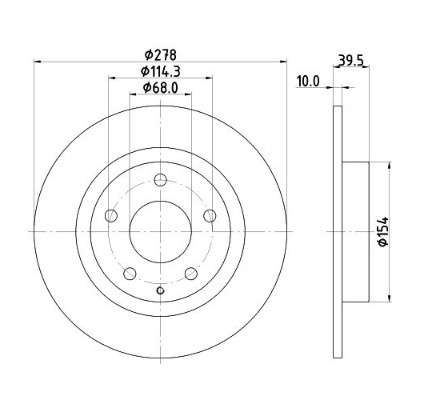 Mazda brake disc rear - solid 278x10/39.5