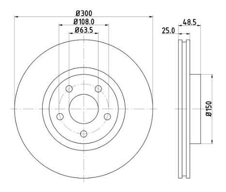 Volvo brake disc front - vented 300x25/48.5