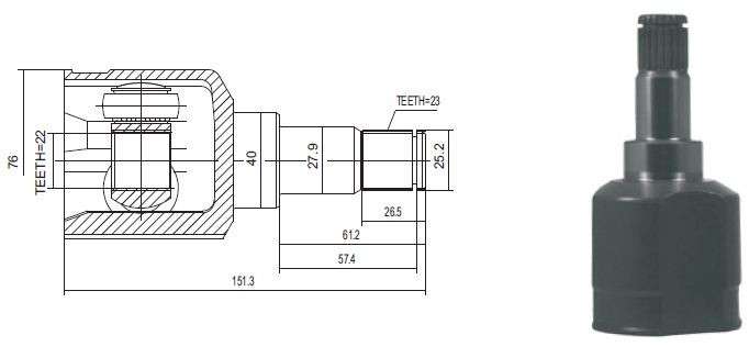 Mazda cv joint - inner 23-22-40