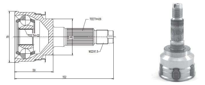 Mazda cv joint - outer 26-22-56