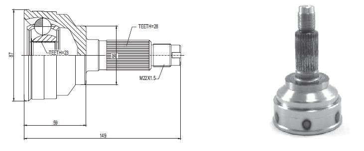 Mazda cv joint - outer 28-23-56