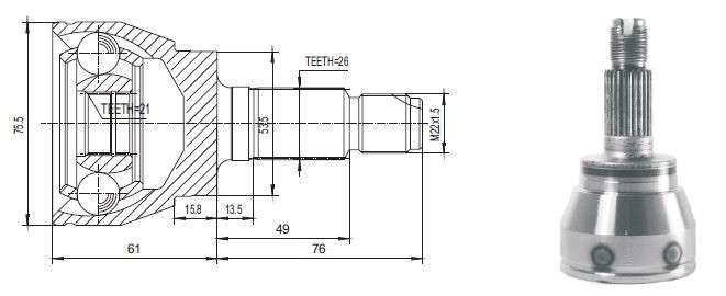 Mini cv joint - outer 26-21-54
