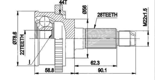 Mazda cv joint - outer 28-22-56