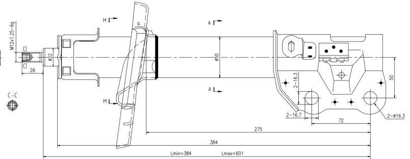 Mazda Gold shock absorber-gas-front right - standard suspension