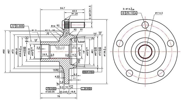 Mazda wheel hub - front 42mm SHAFT 138mm FLANGE