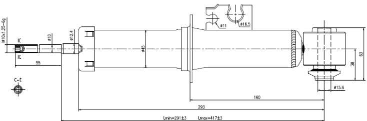 Mini Gold shock absorber-gas-rear L or R, std suspension