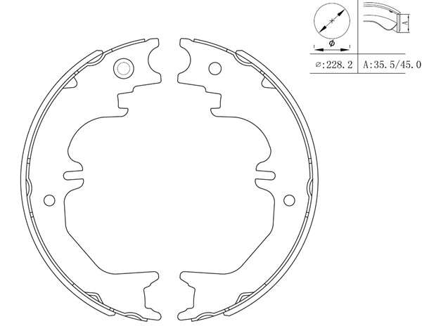 Lexus brake shoe set - hand/parking 228.6x45