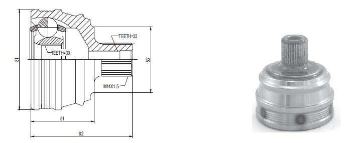 Audi cv joint - outer 33-30-53 with abs