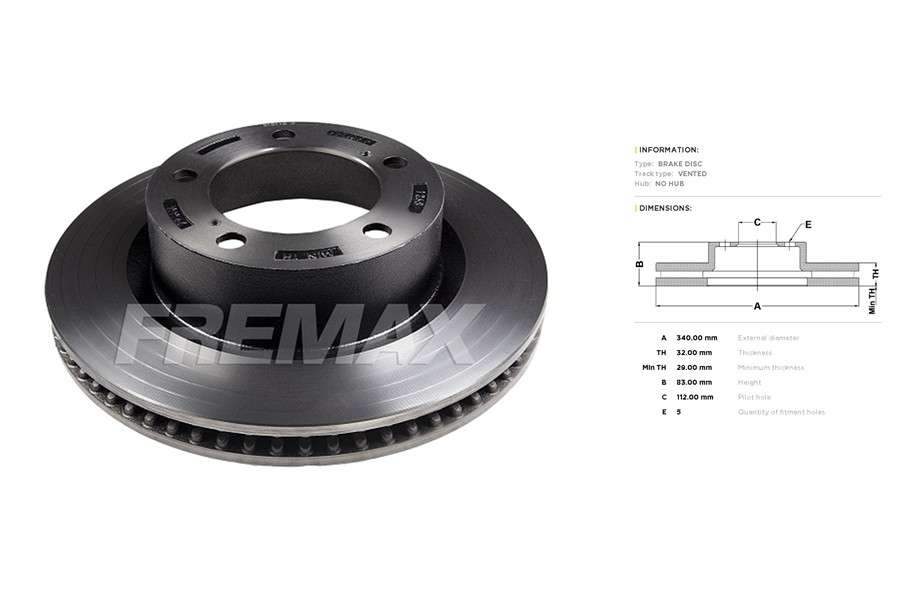 Lexus brake disc front - vented, 340x32/83.4 -2015