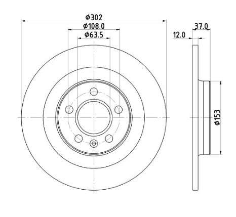 Volvo brake disc rear - solid 302x12/37