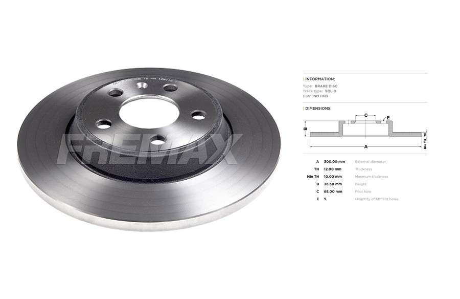 Audi brake disc rear - solid 300x12/36