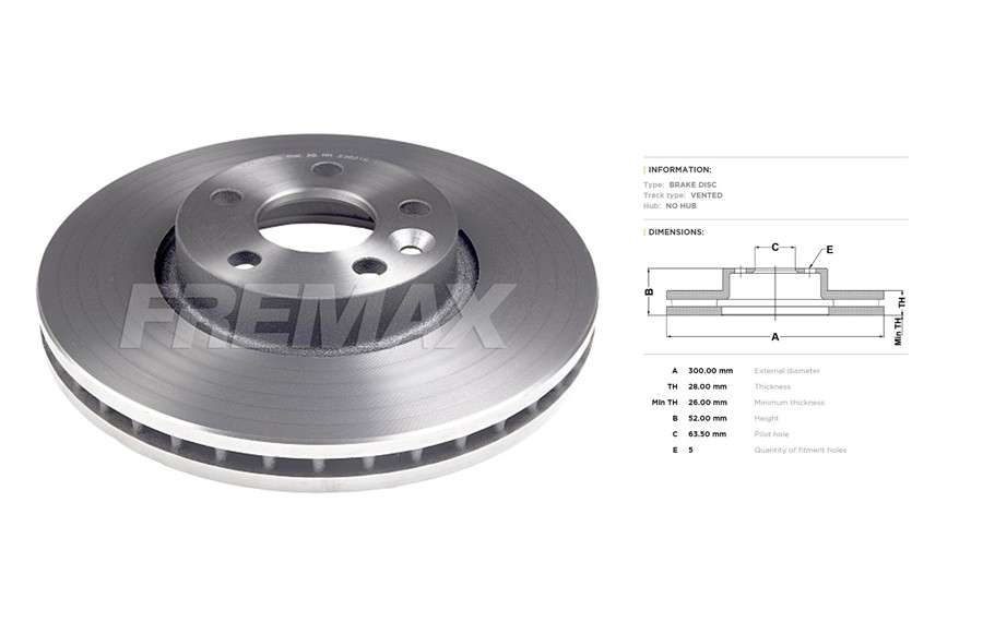 Volvo brake disc front - vented 300x52/28