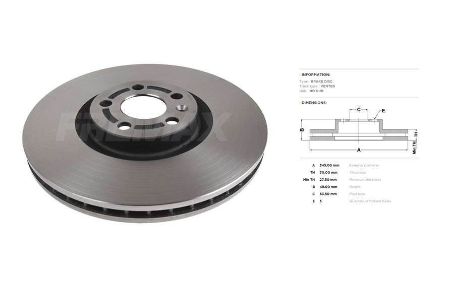 Volvo brake disc front - vented 345x30/48 18 inch tyres