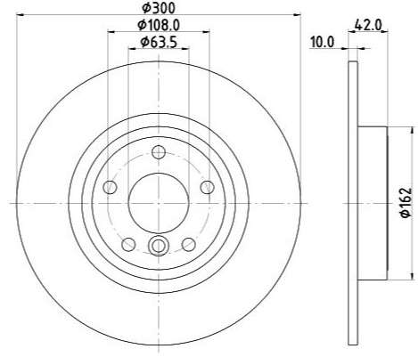 Jaguar brake disc rear - solid 300x10/42.2