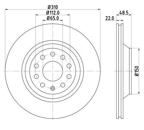 Audi brake disc rear - vented 310x22/48.4