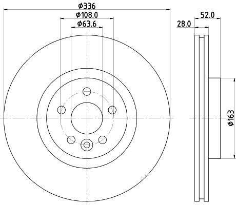 Volvo brake disc front - vented 336x28/52 18" wheels