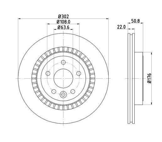 Volvo brake disc rear - vented 302x22/51