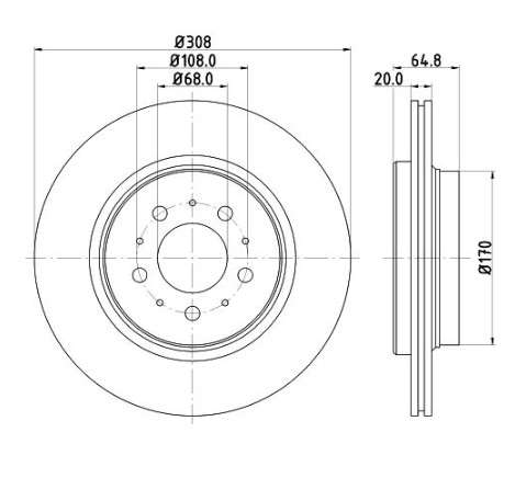 Volvo brake disc rear - vented 308x20/65 xc90