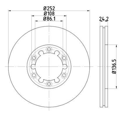 Mazda brake disc front - vented 252x24/24