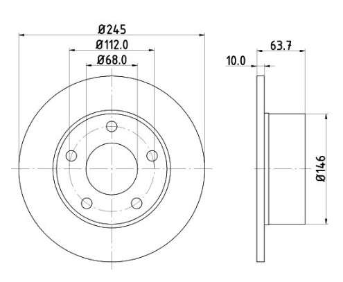 Audi brake disc rear - solid 245x10/64