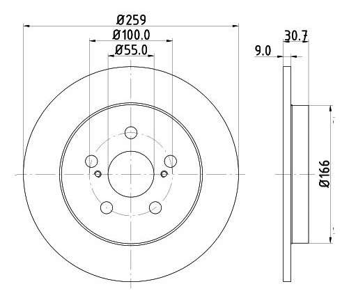 Lexus brake disc rear - solid 259x9/30