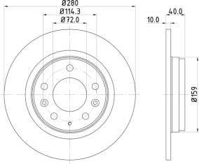 Mazda brake disc rear - solid 280x10/40.50