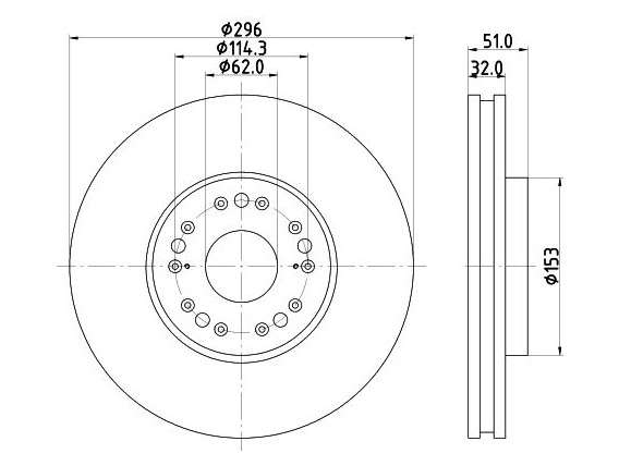 Lexus brake disc front - vented 296x32/51