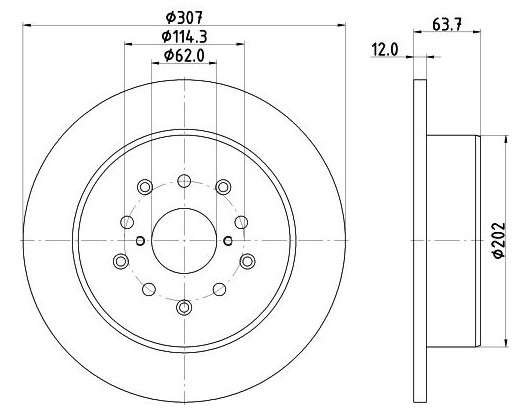 Lexus brake disc rear - solid 308x12/64