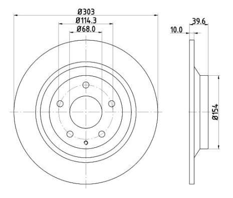 Mazda brake disc rear - solid - 303x10/39.5