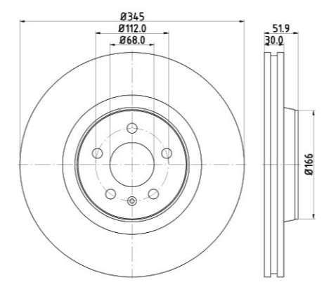 Audi brake disc front - vented 345x30/52