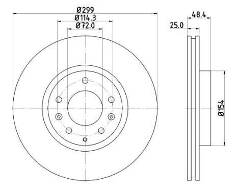 Mazda brake disc front - vented 299x25/48.5