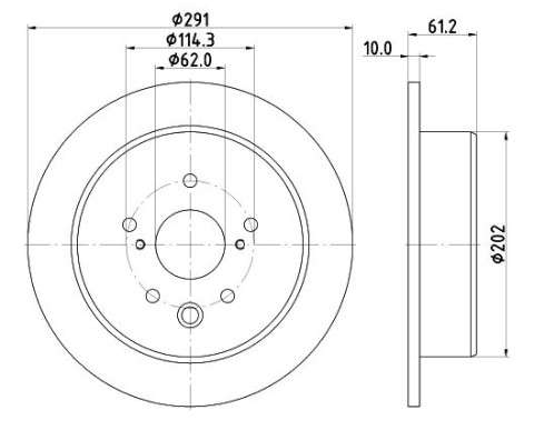 Lexus brake disc rear - solid 291x10/61