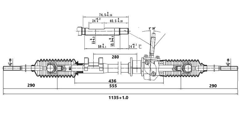 Mazda steering rack with rack end