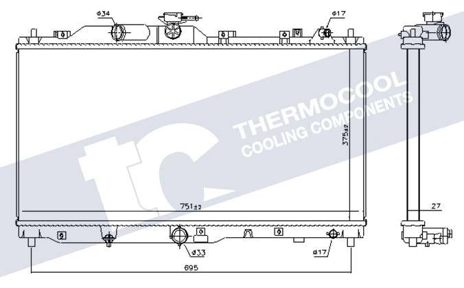 Mazda radiator-cooling-aluminium 740x375x26
