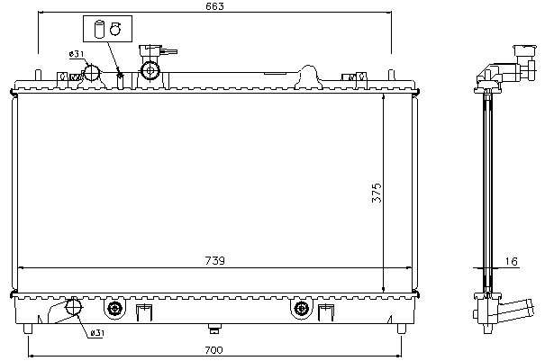 Mazda radiator-cooling-aluminium 755x375x16