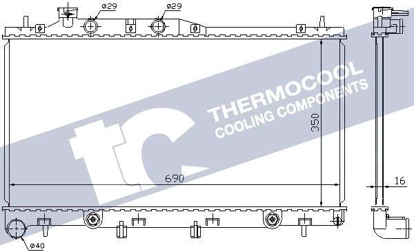 Subaru radiator-cooling-aluminium, 690x350x16