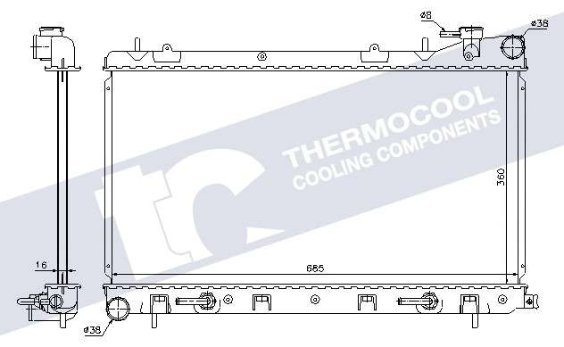 Subaru radiator-cooling-aluminium (685x360x16, automatic transmission)