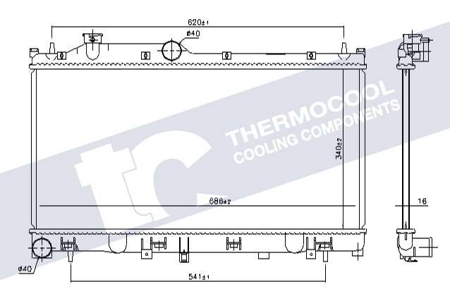 Subaru radiator-cooling-aluminium 688x340x16