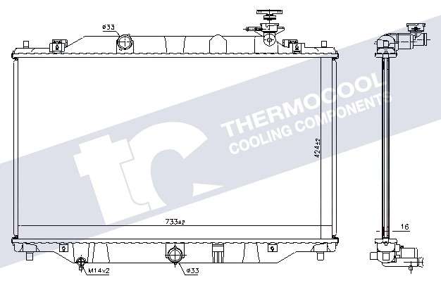 Mazda radiator-cooling-aluminium - 733x424x16 manual/automatic transmission