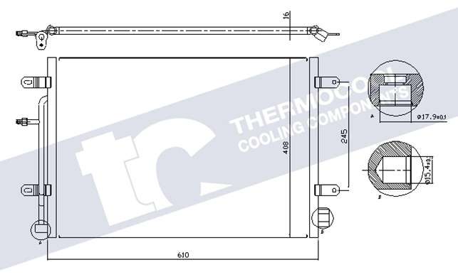 Audi aircon condensor 610x388x16