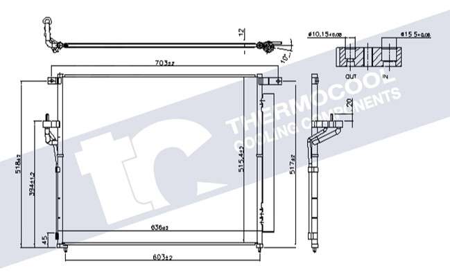 Mazda aircon condensor 636x515x16